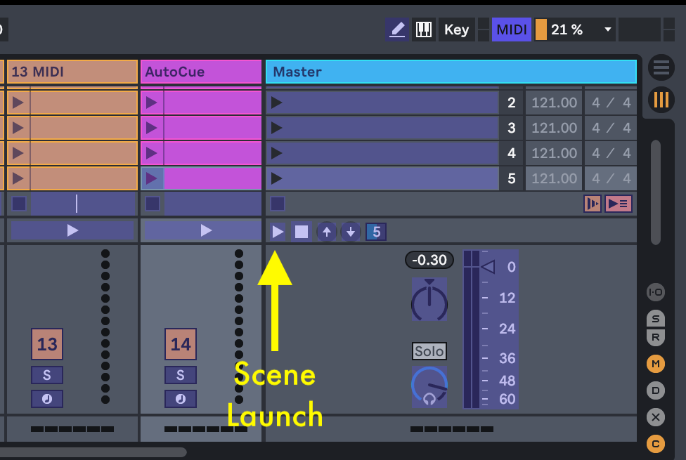 Scene Selection in Ableton Live.