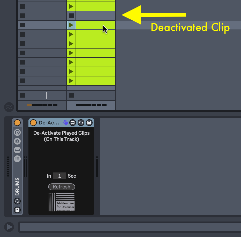 How to automatically deactivate played clips in Ableotn Live.