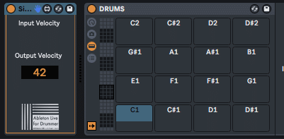 Control Velocity to be set  to one value only in Ableton.