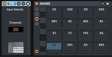 Set a simple MIDI threshold for velocity in Ableton Live. MIDI Gate via  velocity