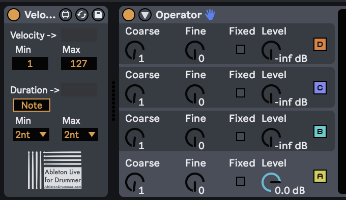 Control note length vie velocity in Ableton Live.