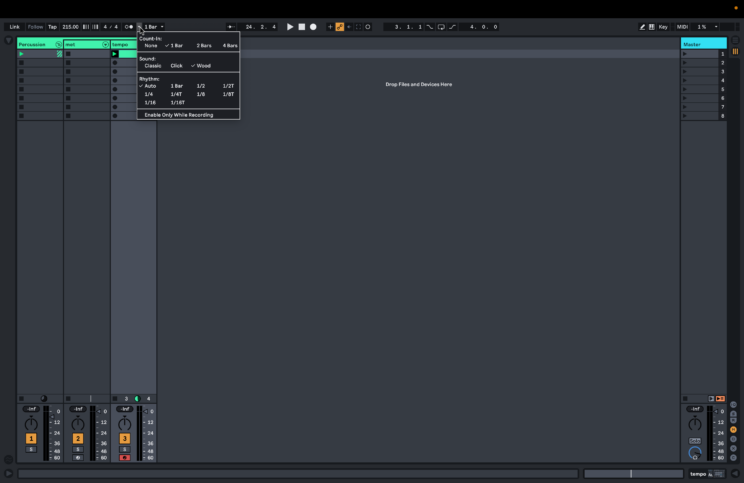 Change Click Settings in Ableton Live.